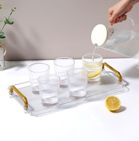 Ensemble de 120 assiettes de service rectangulaires classiques de luxe en plastique PET de qualité alimentaire, sans BPA, non toxiques, avec poignée dorée, origine Chine, 13 kg