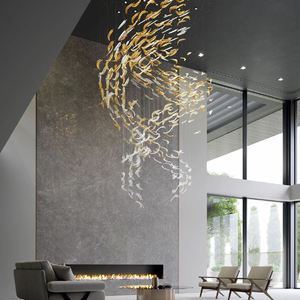 ثريا LED داخلية مخصصة بتصميم حديث زجاج منفوخ يدويًا تصميم بيضاوي طويل لزينات الدرج للفنادق والفيلات والمول - Product Image 2