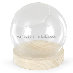 OEM Dekorative Klare Borosilikatglas Runde Kugel <span class=keywords><strong>Terrarium</strong></span> Vase auf Holzständer - Product Image 6