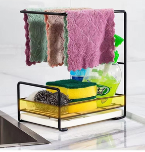 Ds1761 tổ chức thoát nước gắn tường không đục lỗ Bồn Rửa Nhà Bếp Caddy tổ chức bọt biển bàn chải xà phòng món ăn khăn lau bát đĩa - Product Image 6