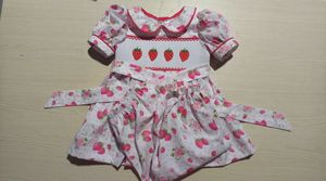 Wholesale 2026 Summer Cute Strawberry Print Hand <b>Smocked</b> Baby <b>Girl</b> <b>Dress</b> Toddler Clothing Set Vietnam Factory - Product Image 4