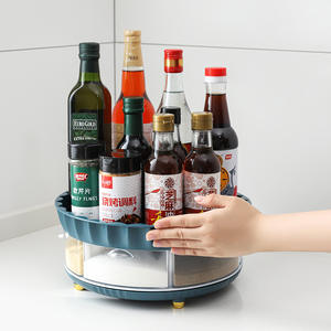 ชั้นวางเครื่องเทศแบบหมุนได้สำหรับวางบนเคาน์เตอร์ครัว แบบสองชั้น สำหรับเก็บเครื่องปรุงรส น้ำมัน เกลือ ซอส ซีอิ๊ว น้ำส้มสายชู - Product Image 5