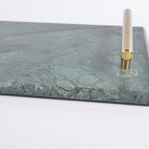 Vente en gros Plateau de service en pierre pour fruits Plateau de rangement décoratif pour parfums avec poignées dorées Plateau rectangulaire en marbre - Product Image 5