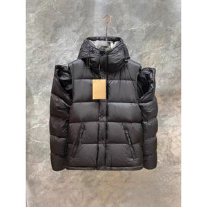 Gilet matelassé à capuche noir pour homme, sans manches, épais, imperméable, décontracté, 90 % duvet, longueur standard - Product Image 1