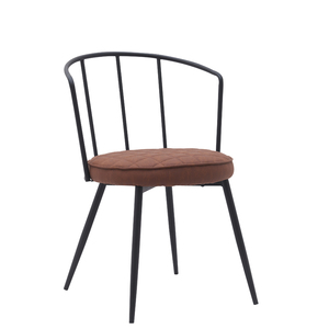 Sedia Lounge <span class=keywords><strong>da</strong></span> Caffè con Gambe in Metallo Verniciato Nero, Struttura in Metallo Imbottita per Soggiorno e Caffetteria - Product Image 2