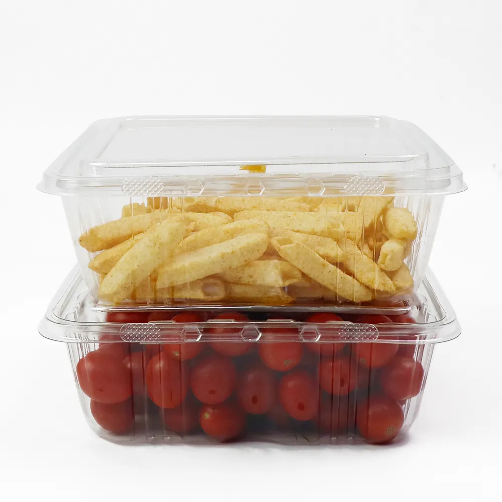 Kuru meyve ambalaj kutusu temizle PET paket konteyner salata kabı plastik menteşeli sabotaj belirgin konteynerler