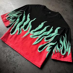 T-shirt Homme Y2K Style OEM en Coton 100% avec Mousse 3D, Manches 7/8, Col Rond, Design Streetwear Ample Noir, Imprimé 3D en Relief - Product Image 2