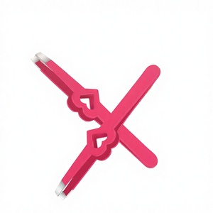 Pince à épiler professionnelle en acier inoxydable de haute qualité, à pointe inclinée, en forme de cœur rose, pour cils et sourcils, outil de soin de beauté, modèle Fettle Med - Product Image 3