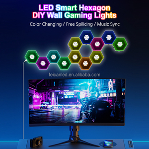<span class=keywords><strong>2025</strong></span> Hot <span class=keywords><strong>LED</strong></span> chơi game Đèn tường USB Nano hình lục giác tấm điều khiển từ xa thông qua ứng dụng thông minh âm nhạc Sync lượng tử ánh sáng ban đêm cho - Product Image 5