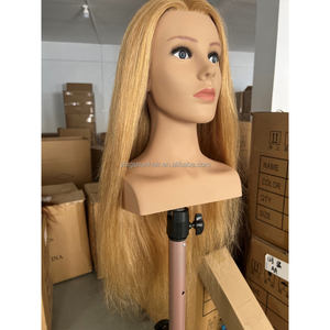 Tête de Mannequin à Coiffer avec Épaules en Cheveux Humains Longs, Tête d'Apprentissage et d'Entraînement au Coiffage, Mannequin de Coiffure - Product Image 2