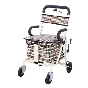 Carrito de compras portátil Kangweichi con asiento plegable, 4 ruedas de PU, marco de acero, para personas mayores, ayuda para caminar - Product Image 1