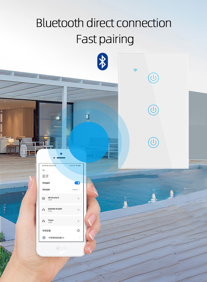600W 4 Gang 2 Way US. Australia Standard Italy Canada Brazil WIFI Touch Switch WiFi Blue-tooth Dual Mode Switch