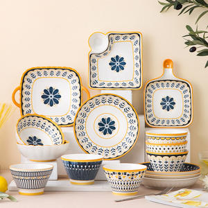 Bol en céramique créatif de Style nordique, vaisselle en gros, assiette belle plaque de cuisson, bol de soupe Binaural domestique - Product Image 1