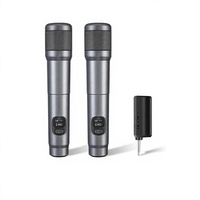 Système de microphones dynamiques sans fil 2,4 GHz à double micro avec récepteur Type C et métallique pour scène extérieure, diffusion en direct à domicile