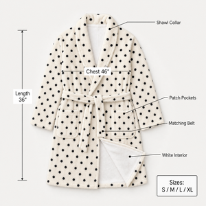 Accappatoio in Peluche Personalizzato all'Ingrosso, Morbido Accappatoio in <span class=keywords><strong>Pile</strong></span> con Collo a Scialle, OEM Private Label per Marchi al Dettaglio - Product Image 2
