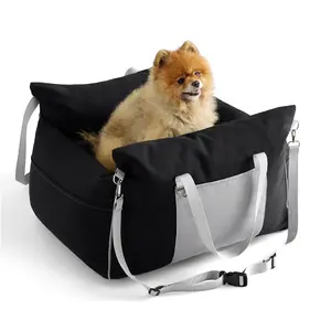 Assento de carro do cão pequeno cão impermeável impulsionador assento para carro com armazenamento bolsos clip-on trela segurança