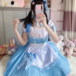 Disfraz de Maid Estilo Anime Japonés, Vestido Loli Azul de Poliéster, Conjunto de Disfraces para Mujer, Juego de Roles - Product Image 3