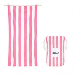 Custom Sublimation Quick Dry Recycled Microfiber Sand Free Striped Beach Towels - Product Image 1