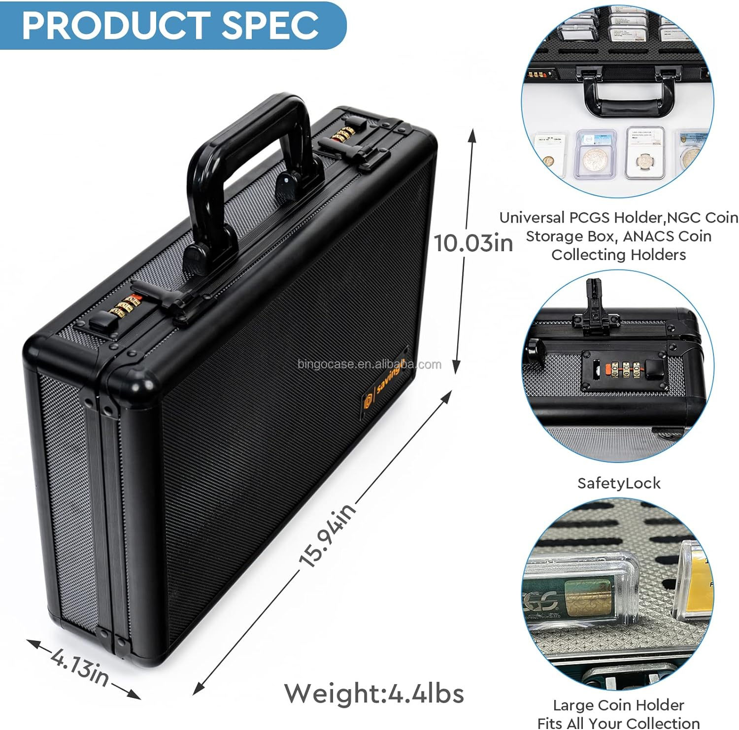 Coin Case Aluminum Slab Case with Handle - Secure & Stylish