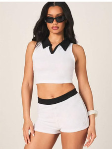Fasce per capelli sportive KY Femme per donna, top corto senza maniche <span class=keywords><strong>Polo</strong></span> e pantaloncini senza cuciture - Product Image 3