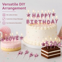 Lot de bougies en cire de paraffine solide, lettres Joyeux Anniversaire roses métallisées, pour décoration de gâteaux, vente en gros de fournitures de fête