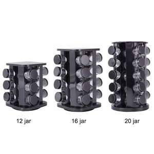 360 girevole in acciaio inox portaspezie Organizer con 20 vasetti di vetro per condimenti da cucina - Product Image 2