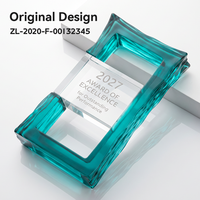 Trophée Honor Gate en Cristal Liuli au Design Original Breveté, Écologique, Moderne, Sablé, Cadeau Promotionnel, 3 Couleurs, Grande Gravure