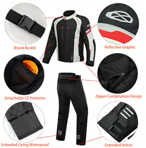 Tuta da <span class=keywords><strong>Moto</strong></span> Impermeabile Quattro <span class=keywords><strong>Stagioni</strong></span> con Protezioni Rimovibili, Giacca Estiva in Rete per Motociclisti - Product Image 3