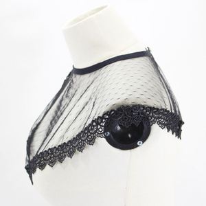 Blusa transparente personalizada al por mayor con capelet desmontable para mujer, Media camisa con cuello falso - Product Image 2