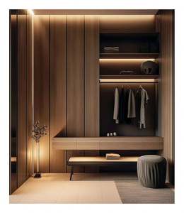 Armario de Dormitorio de Madera Maciza Plegable con Diseño Personalizado Profesional de Estilo Italiano Simple y Esquema de Color Oscuro - Product Image 1