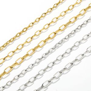 Minimalista Não Tarnish 4/5/6mm 18K Banhado A Ouro Aço Inoxidável Paperclip Cadeia Colar para Homens Mulheres - Product Image 4