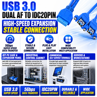 Câble adaptateur LUNGKAY double USB 3.0 Type A femelle vers connecteur IDC 20 broches pour carte mère avec trou de fixation par vis - SuperSpeed 5 Gbit/s