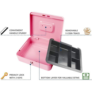 Caja de Dinero Metálica Grande, Moderna y Portátil, con Cerradura y Bandeja Extraíble para Almacenamiento Seguro de Efectivo para Negocios, Hogar y Oficina, Venta al Por Mayor - Product Image 5
