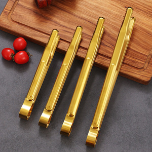 Stainless Steel <b>BBQ</b> Tongs Gold 201 Steel Heat Resistant Multipurpose Kitchen Tool - Product Image 1
