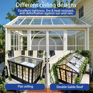 Pergola moderne personnalisée, résistante au vent, pour l'extérieur, avec toit plat, véranda en verre, structure en aluminium, autoportante, préfabriquée, <span class=keywords><strong>solarium</strong></span> - Product Image 3