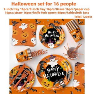 Assiettes en papier jetables en forme de citrouille en gros pour les fêtes d'Halloween, d'anniversaire, de vacances et les réunions de famille - Product Image 2