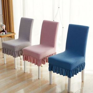 Housses de chaise de salle à manger extensibles à volants, imperméables, avec jupe, en seersucker, lavables, douces, pour protéger les sièges - Product Image 3