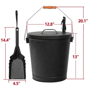 Grand seau à charbon en métal galvanisé avec couvercle et <span class=keywords><strong>pelle</strong></span> pour poêle à <span class=keywords><strong>bois</strong></span> Cendres Foyer à charbon - Product Image 2