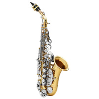 Bb Curved Soprano Saxophone Gold Lacquer Body Nickel Plated Keys Adjustable Professional Woodwind Musical Instrument for