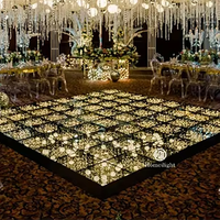 Panneau lumineux LED 16x16 pieds de haute qualité, miroir doré, effet ciel étoilé, pour piste de danse, idéal pour la location d'événements et de mariages