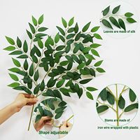 Ranting Daun Ruscus Italia yang Sangat Realistis, Semprotan Daun Ruscus Italia Buatan untuk Dekorasi Pernikahan, Buket, Centerpieces, dan Rumah