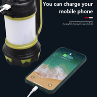 Lámpara de mano con doble fuente de luz T6+60 LED, gran capacidad, carga USB, luz fuerte de largo alcance, recargable, para camping y jardín