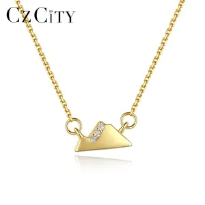 CZCITY Factory Wholesale Cubic Zirconia Gold Pendant Necklace Lin Chain Girls Jewelry