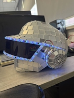 Coiffure de spectacle sur scène casque miroir doré argenté tête Punk lumières LED masques complets chapeau de cosplay couvre-chef pour boîte de nuit