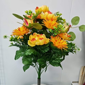 Bouquet de fleurs artificielles en soie faites à la main, réalistes, 9 têtes, pivoines et lys, pour la rentrée scolaire, les arches de mariage, la décoration de la maison et du <span class=keywords><strong>jardin</strong></span>, doux au toucher - Product Image 4