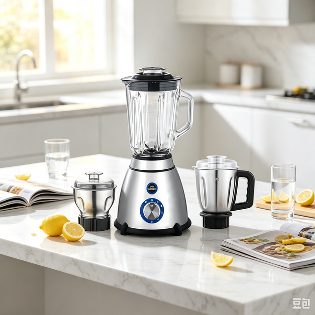 Heavy Duty Stainless Steel Blade Electric Blender/Juicer Mixer with Glass Container and Variable Speed for Home & Hotel Use