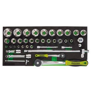 Fasano <b>Socket</b> Set 1/4 3/8 1/2 Inch Drive Metric And Standard SAE With Ratchet And <b>Extensions</b> For Auto Repair - Product Image 1