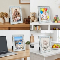 Cadre photo en métal argenté 5x7 avec émail floral, décoration de bureau pastel, cadeau pour la chambre de bébé, fournisseur en gros