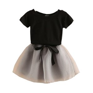 Tienda en Línea de Ropa al por Mayor, Camisetas Negras y Faldas Modernas, Conjuntos de Ropa para Bebés Niñas, Ropa de Algodón para Bebés - Product Image 1