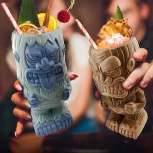 बंदर टिकी मग सेट बीफुट 2-टुकड़ा सिरेमिक संग्रहणीय टिकी कप टंबलर कॉफी मग - Product Image 5